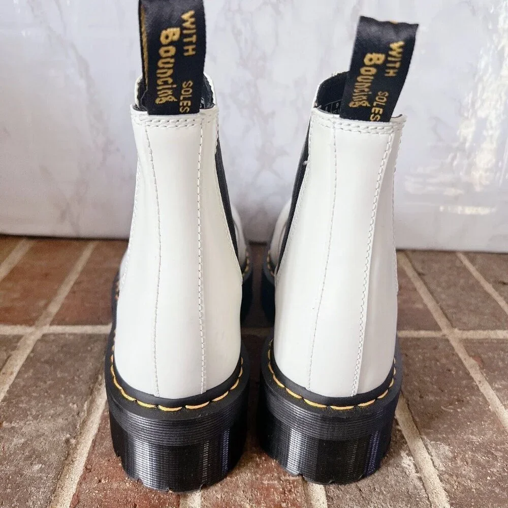 Dr. Martens 2976 Quad Platform Chelsea Boot White Leather Womens US 6 - Picture 6 of 11
